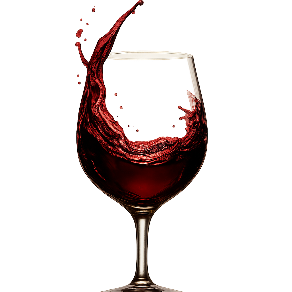 Deep red wine being poured into a crystal wine glass